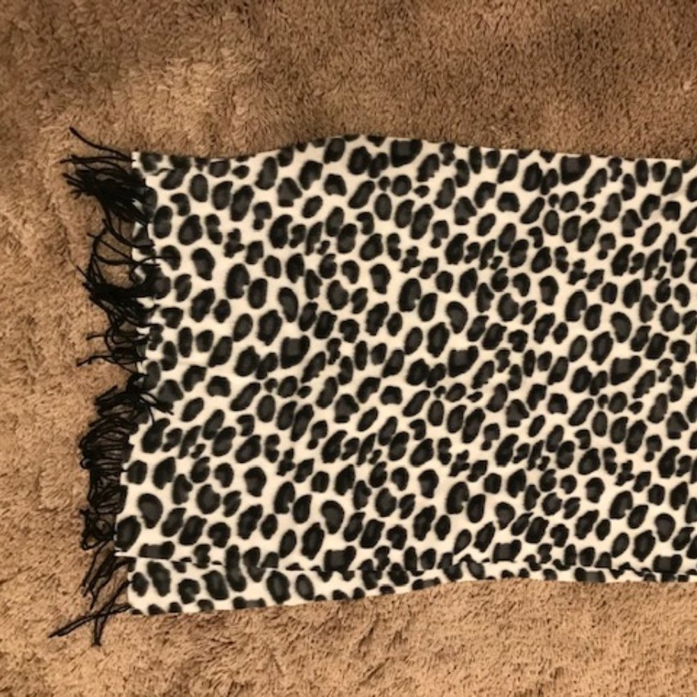 Large black and white animal print scarf